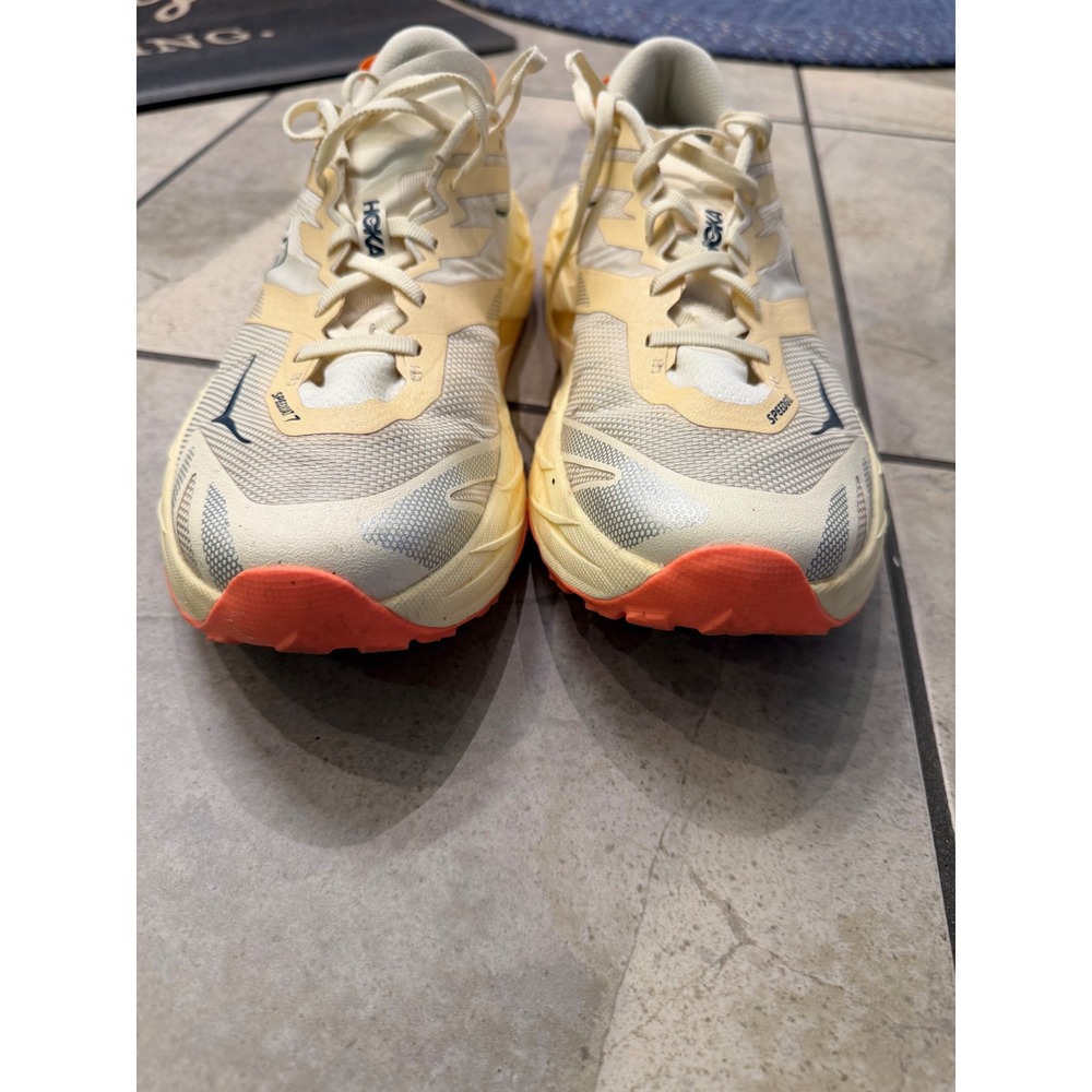 Hoka Speedgoat 7 Trail Running Shoes Cream Yellow Orange Vibram Sole